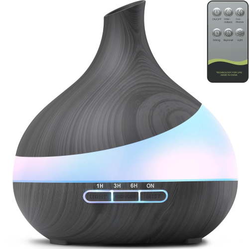 Noahstrong 550ml Essential Oil Diffuser, Upgraded Oil Diffuser for Large Room, Cool Mist Humidifier Air Diffuser with Remote Control 4 Timer Setting 14 Color Lights Waterless Auto Shut-Off