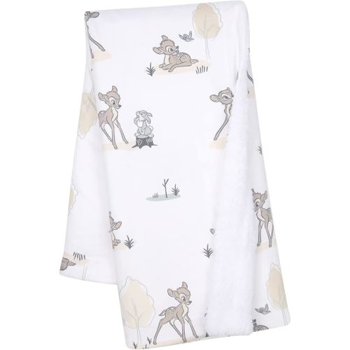 Lambs & Ivy Disney Baby Bambi & Thumper White Minky/Fleece Deer Baby Blanket