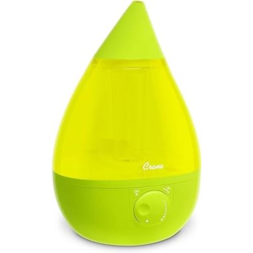 Crane Ultrasonic Cool Mist Humidifier for Bedroom, Baby Nursery, Kids Room, Plants, or Office, Large 1 Gallon Tank, Filter Optional, Green