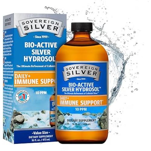 Sovereign Silver Immune Support - Colloidal Silver, Bio-Active Silver Hydrosol, 10 ppm, Liquid Twist Top, 16 Fl Oz, (473 mL)