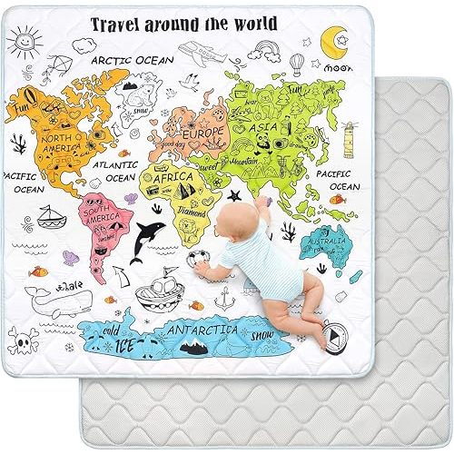Baby Play Mat for Floor 50 * 50 inch, Extra Thick Soft Cushioning Foam Mat for Kids, Non Slip & Washable Crawling Mat for Toddler, Padded Play Mat for Baby Tummy Time