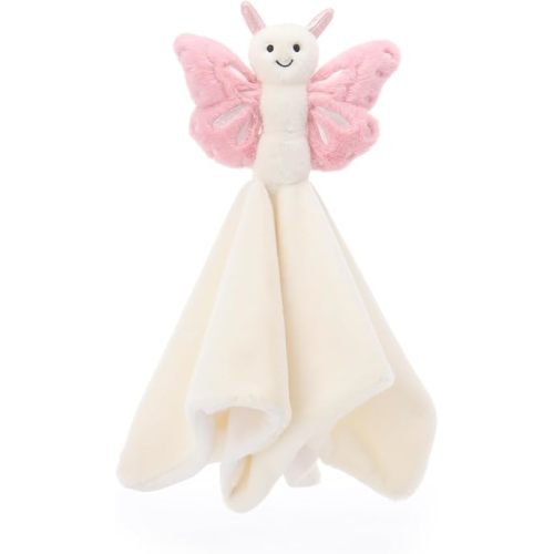 Apricot Lamb Pink Butterfly Soft Loveys for Babies, Security Blanket for Baby Boy and Girl, 13.5x13.5 Inches for Infant and Toddlers