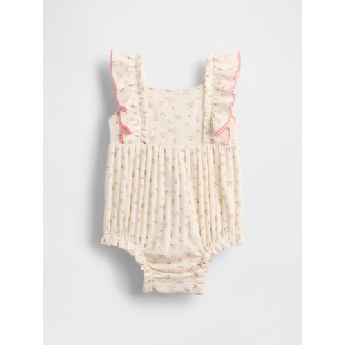 Baby Pointelle Rib Ruffle Bubble Shorty One-Piece