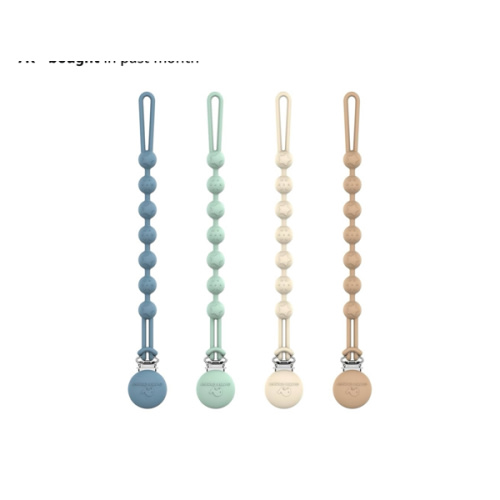 Cuddle Campus Silicone Pacifier Clip Holder with One Piece Design, Pack of 4 Soft Flexible Binky Clips with Texture for Baby Boy and Girl Set 1(6M+)