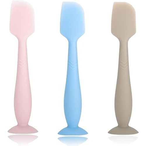 Seeway Baby Diaper Cream Spatula, 3 pack Baby Diaper Cream Spatula Applicator, Silicone Baby Butt Paste Spatula for Newborn Babies (pink, blue, brown)