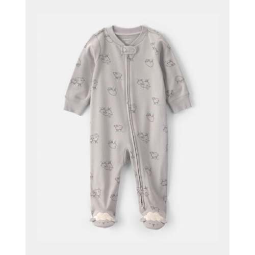 Baby Sheep 100% Cotton 2-Way Zip Sleep & Play Pajamas - Grey | Carter's