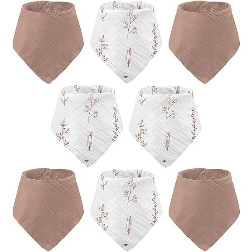 Muslin Baby bibs for drooling and teething, 100% cotton, Bibs for baby girl, Muslin bibs for boys (8 Pack)