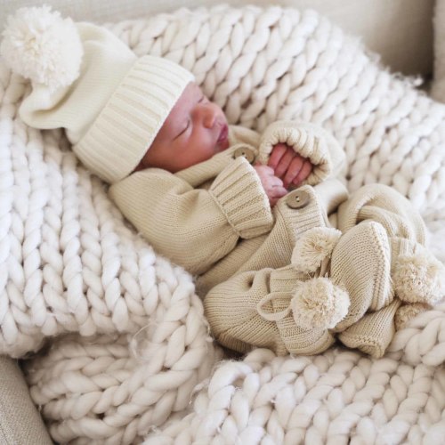 Knit Sweater Button Romper | Sand (0-3m)