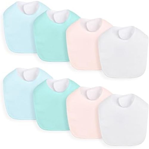 8 Pack Baby Terry Bibs,Unisex for Boys and Girls, Adjustable Drooling Bibs with Snaps,Ultra Soft Absorbent