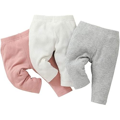 Baby Girl Infant 3 Pack Solid Pants and Casual Leggings
