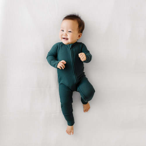 Emerald Ribbed Bamboo Viscose Zippy