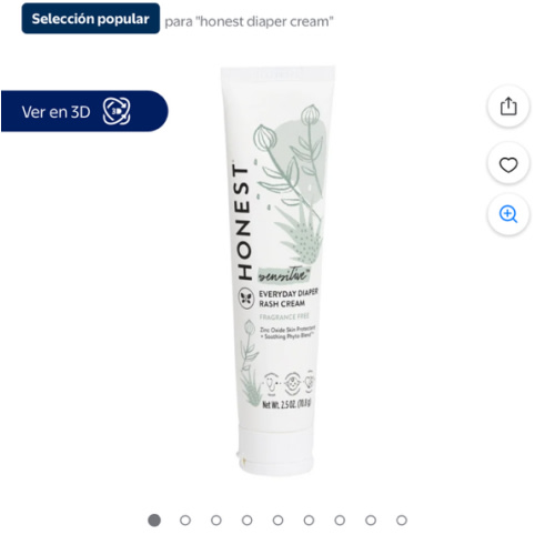 The Honest Company Crema para la Dermatitis Del Pañal para Bebés con Óxido de Zinc, 2.5 fl. Onz.