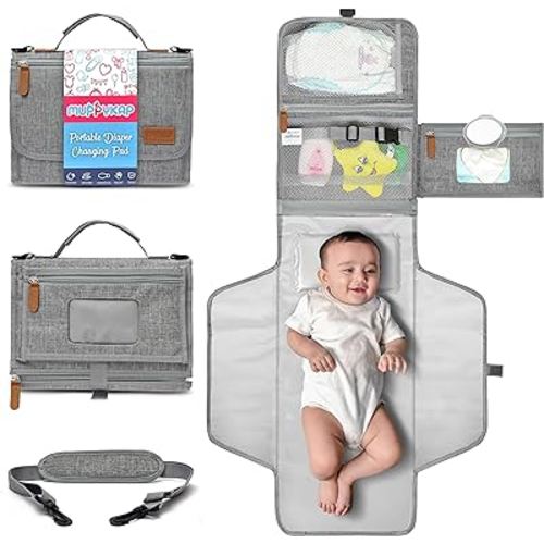 Portable Changing Pad with Shoulder Strap - Detachable Travel Changing Pad - Baby Shower Gifts - Fully Padded & Lightweight - Baby Boy Gifts - Diaper Changing Pad - Changing Mat 27"x22"