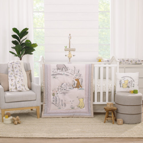 NoJo Baby 3 Piece Nursery Crib Bedding Set - Classic Pooh Naturally Friends