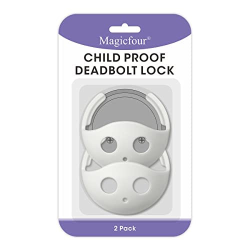 Magicfour Child Proof Deadbolt Lock, 2 Pack Door Safety Deadbolt Lock for Kids, Universal Size Deadbolt Child Safety Lock Cover Fits Most Deadbolt