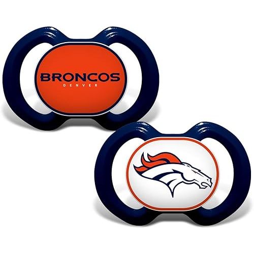 Baby Fanatic NFL Denver Broncos 2-Pack Pacifiers, One Size, Team Color
