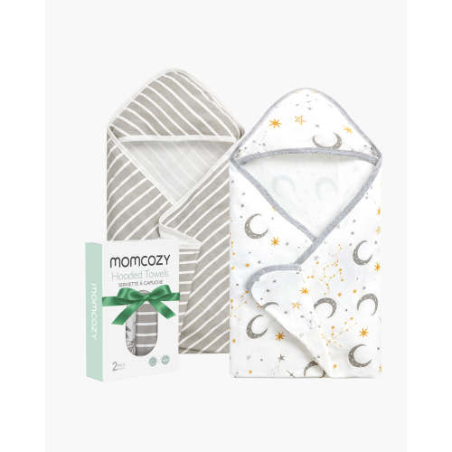 2-Pack Momcozy Baby Hooded Towels - Starry Sky Design