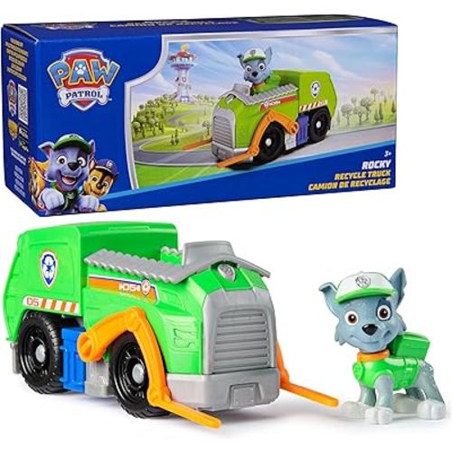 PAW Patrol, Rocky’s Recycle Truck, Toy Vehicle with Collectible Action Figure, Sustainably Minded Kids Toys for Boys & Girls Ages 3 and Up