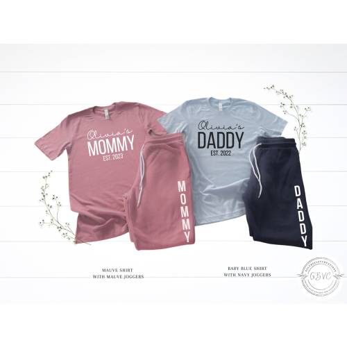 Coming home outfit for mom and dad, mom and dad hospital shirt, sweatpants and shirt set, new mom and dad gift, personalized babyshower gift