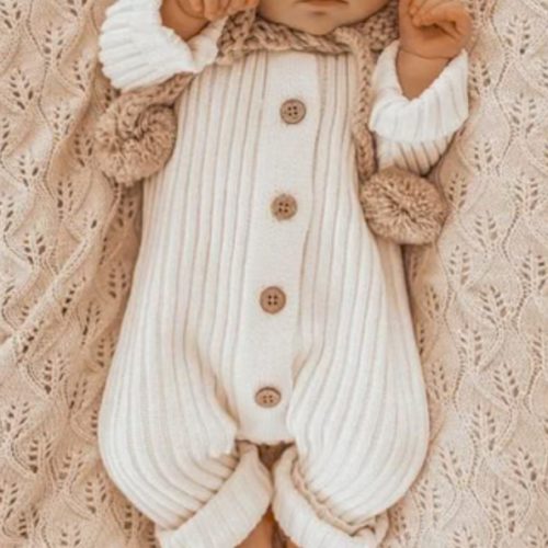 Little B's Chunky Rib Baby Jumpsuit - Milk
