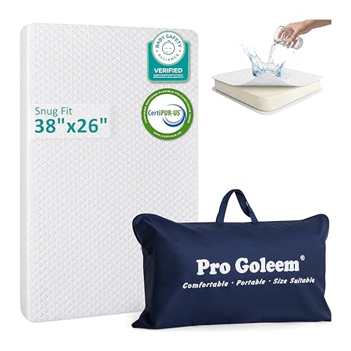 Pro Goleem Pack and Play Mattress (38"x26"), Waterproof Pack n Play Mattress Pad with Carry Bag, Firm Playard Mattress with Soft Cover, for Babies and Toddlers