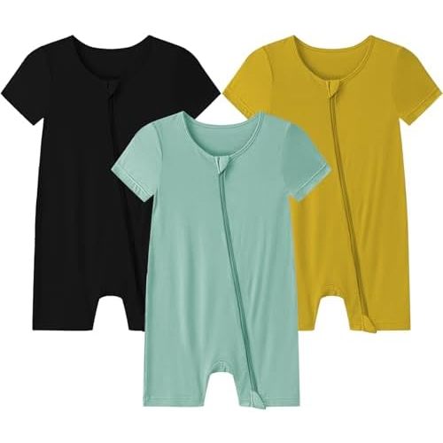 Rayon Romper,Unisex Baby Footless,Unisex Short Sleeve Zipper Rompers,Sleep and Play Clothes
