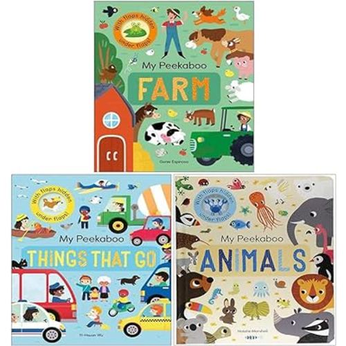 My Peekaboo Lift The Flap Library 3 Books Collection Box Set (Things That Go, Animals & Farm)