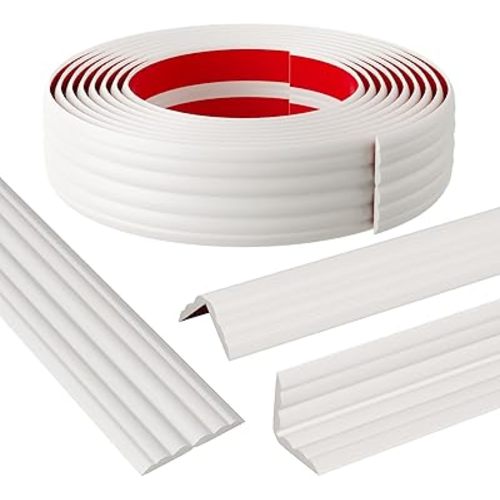 Wall Corner Protector & Edge Guard, Peel and Stick Wall Trim Moulding Inside & Outside Corner Molding Trim Caulk Strip, Self Adhesive Trim for Wall Edge,Ceiling, Countertop, 1.6” W x20’ L，White