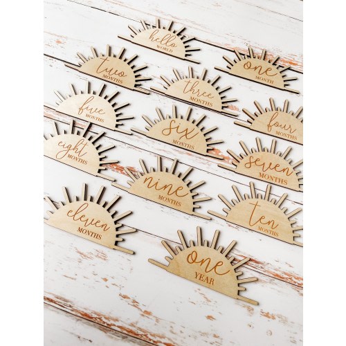 Boho Nursery Wooden Sun Monthly Milestone Plaques | Baby Shower Gift | Custom Newborn Baby Gift for Sun Nursery