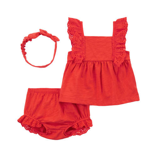 Baby 3-Piece Bubble Short Set - NB - Style,Red