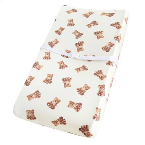 LifeTree Muslin Changing Pad Cover for Baby Girls Boys, 70% Viscose from Bamboo and 30% Cotton, 16"x32" Diaper Change Table Pad Covers, Soft Changing Pad Sheets, Bear Pattern
