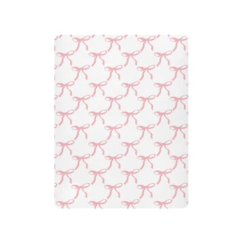 Pink Bows Crib Sheets for Boys Girl Coquette Pink Ribbon Bow Pattern Fitted Playard Sheets Toddler Baby Bed Sheets Watercolor Bowknotb Unisex Mini Crib Mattress 27x39 Inch