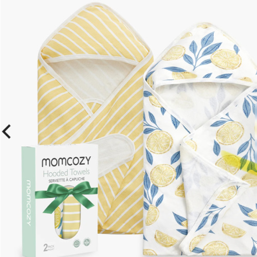 2-Pack Momcozy Baby Hooded Towels - Lemon Design