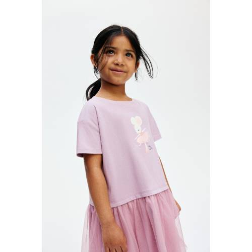 PRINT-MOTIF TULLE-SKIRT DRESS