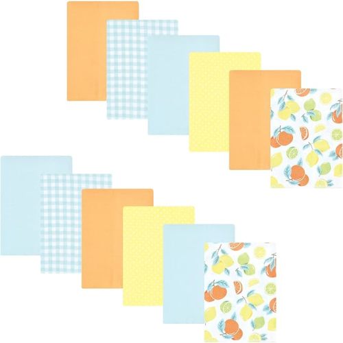 Hudson Baby Unisex Baby Flannel Burp Cloth 12pk, Citrus Mint, One Size
