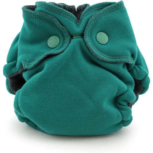 Kanga Care Ecoposh OBV Newborn Baby All in One AIO Fitted Cloth Diaper for Heavy Wetter and Nighttime Organic Bamboo Velour | Atlantis (Green) 4-12 lbs