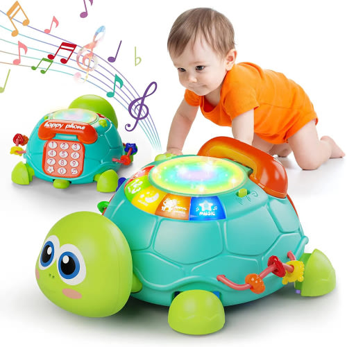 Baby Toys for 6 12 Months, Light & Sound Musical Turtle Crawling Toys for 1 Year Old Boys Girls, Baby Toys for 12-24 Months, Toddler Learning Toys for 1 2 3 Year Old Boys Girls