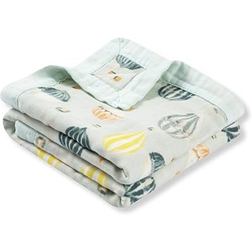 Milkbarn Receiving Blanket for Newborns, Three-Layer Muslin Quilt Baby Blankets, Soft & Gentle Toddler Blanket, Rayon from Bamboo Cotton Blankets for Nursery Bedding, Vintage Balloons