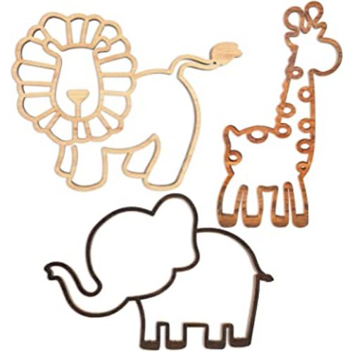 Yulejo Nursery Wall Decor 3 Pieces Jungle Theme Nursery Decor Wooden Animal Wall Decor Woodland Safari Wall Decor with Glue Points for Bedroom Decor (Lion, Elephant, Giraffe)
