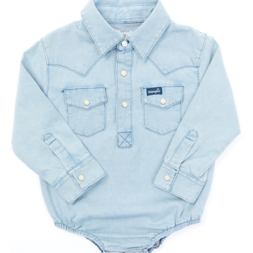 Wrangler Infant Boys' Long Sleeve Collared Onesie