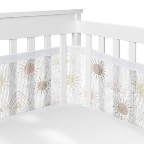 Sweet Jojo Designs + Breathablebaby Breathable Mesh Crib Liner Girl Desert Sun Pink Mauve And Taupe