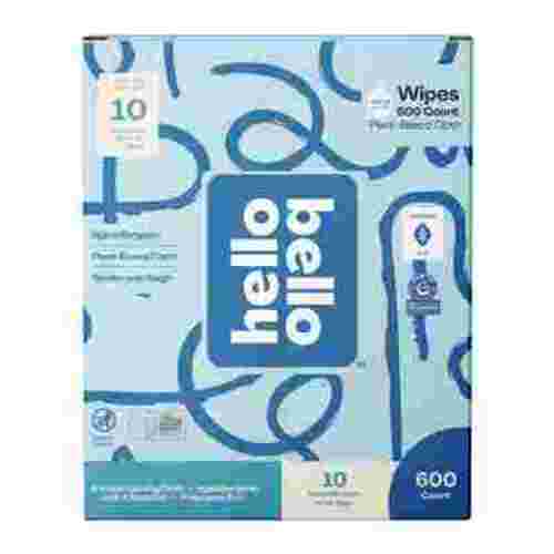 Hello Bello Natural Baby Wipes, 600 Unscented Plant-Based Wipes, 10 Pouch Pack for Sensitive Skin