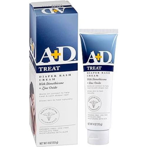 A+D Zinc Oxide Diaper Rash Cream - Soothes & Treats Diaper Rash - Zinc Oxide 10% Dimethicone 1% - Easy Spreading Diaper Rash Cream for Baby - Healing Skin Ointment for Red, Irritated Skin - 4oz