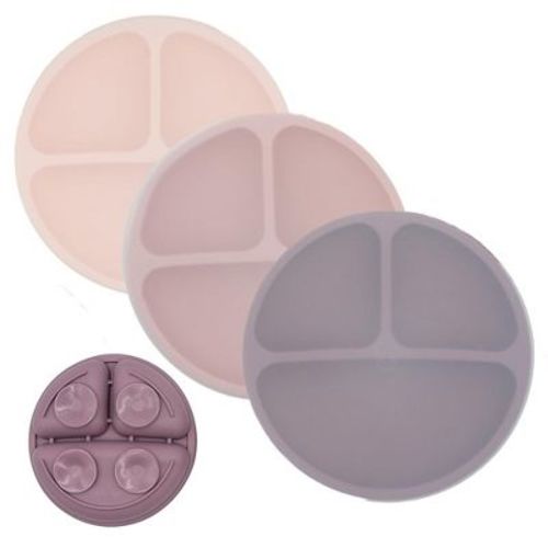 WeeSprout Suction Plates for Babies & Toddlers 100% Silicone Divided Design - With Lids, 3 Pack