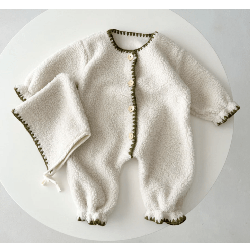 Stitched Fleece Jumpsuit with Bonnet – Teeny Mini Me