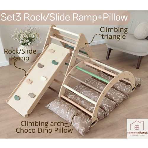 Montessori climber set of 3 Items: Climb Triangle+Ramp+Climb Arch+Pillow, Climb arch and Chusion, Kletterbogen mit kissen, Toddler climb gym