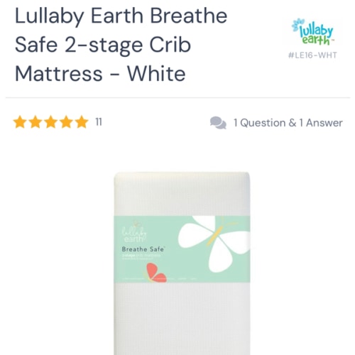 Lullaby Earth Breathe Safe 2-stage Crib Mattress - White (20% off with code ALBEE20)