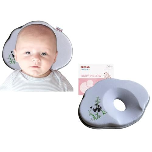 Newborn Baby Headrest Pillows for Sleeping Soft & Cozy Prеvents FΙat Hеad Stroller Bassinet Insert Almohadas para Bebes (Panda)