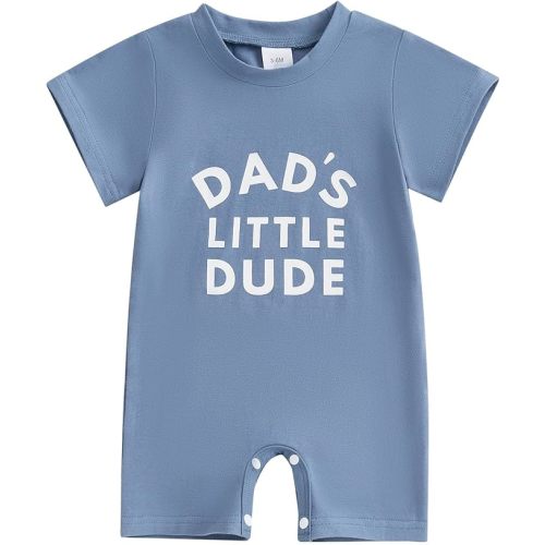 Baby Boy Summer Clothes Dads/Mamas Little Dude Short Sleeve Romper Newborn Jumpsuit Casual Infant One Piece Outfit