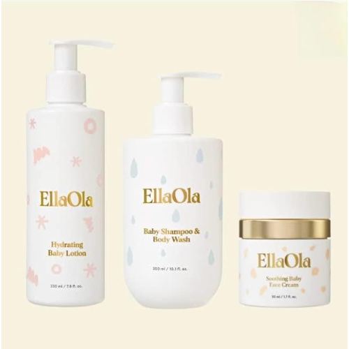Basic Baby Essentials Bundle | Set Includes - Shampoo & Body Wash, Hydrating Lotion, and Soothing Face Cream | Organic, Plant Derived Ingredients for Sensitive Skin - Fragrance Free Formulas